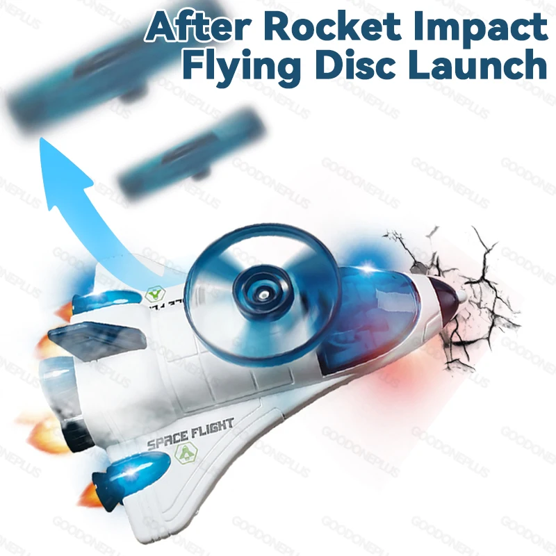 

Flying Disc Launcher Outdoor Toy Rocket Saucer Sliding Plane Toy Educational Toy for Children Ejection Luminous Gyroscope