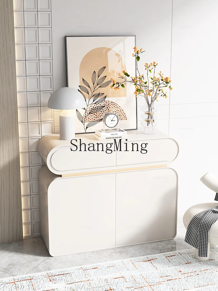 

CL Cream Style Solid Wood Large Capacity Shoe Cabinet for Entryway, Home Living Room, Modern Simple Partition Cabinet