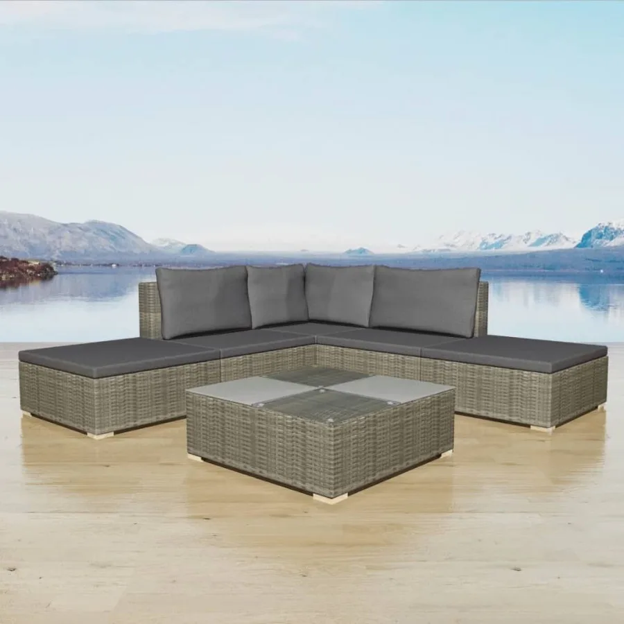 

Garden Furniture Set for Outdoor Use, Grey PE Rattan, Medium Modular Design, Weather-Resistant and Low-Maintenance