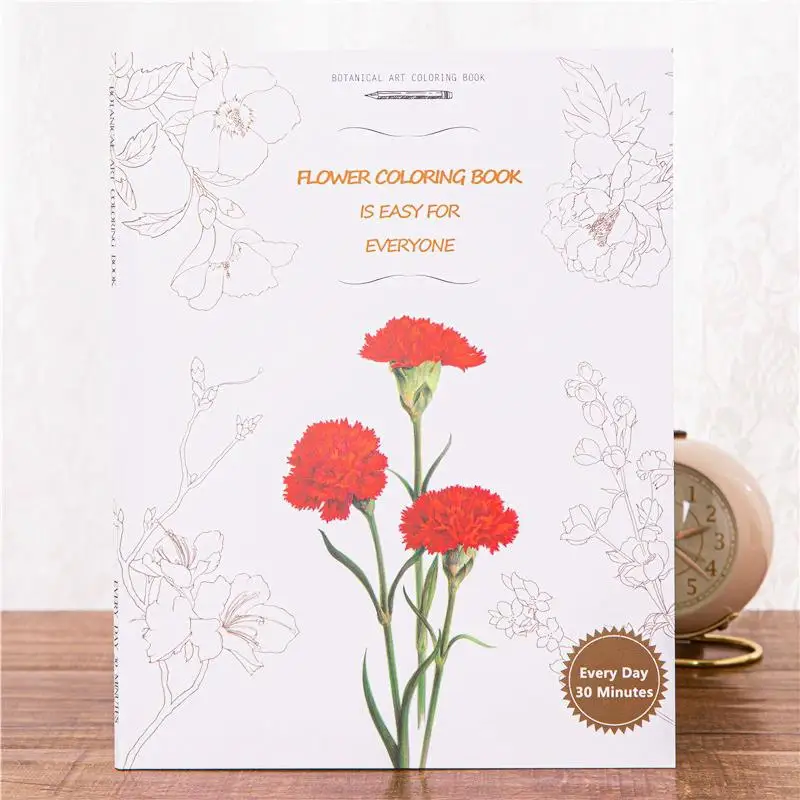 Four Seasons Flower English Botanical Coloring Book Easy Floral Art Drawing Painting Suitable for Everyone