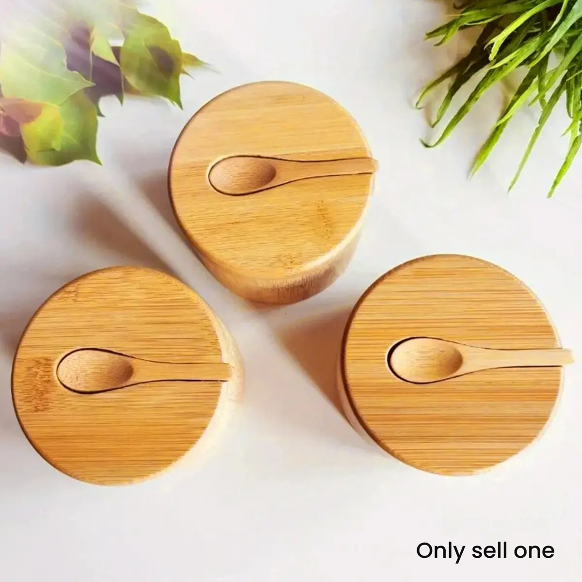 New Salt Seasoning Jars Pepper Jar Bamboo Condiment Box Storage Pot Set Wood Sugar Container Holder Lid Function Multi Bowls