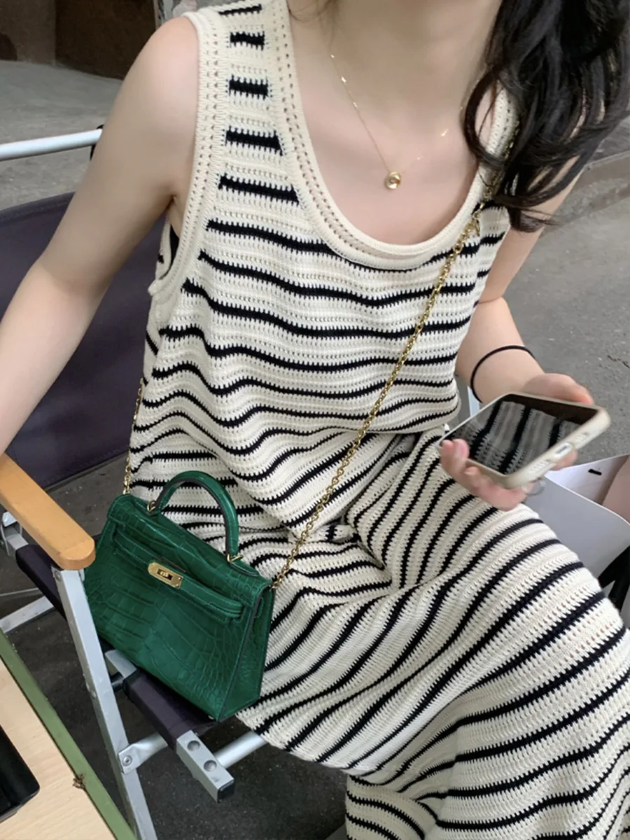 

Women's Summer Loose Striped Tank Top Dress Casual Sleeveless Vacation Beach Long Dresses