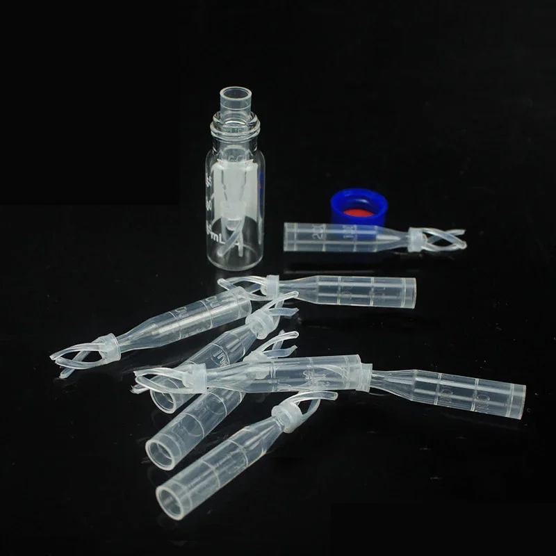 100pcs/lot 250ul Plastic with support Chromatographic-vial Insert Pipe Inserts for 1.5 ml HPLC vials