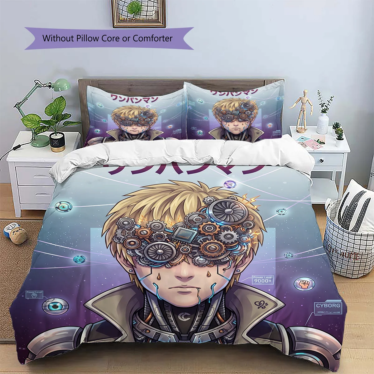 One Punch Man Bedroom Decor Anime Style Patterned Pillowcase & Duvet Cover Set Bedding Great Gift for Enthusiasts YUN6518