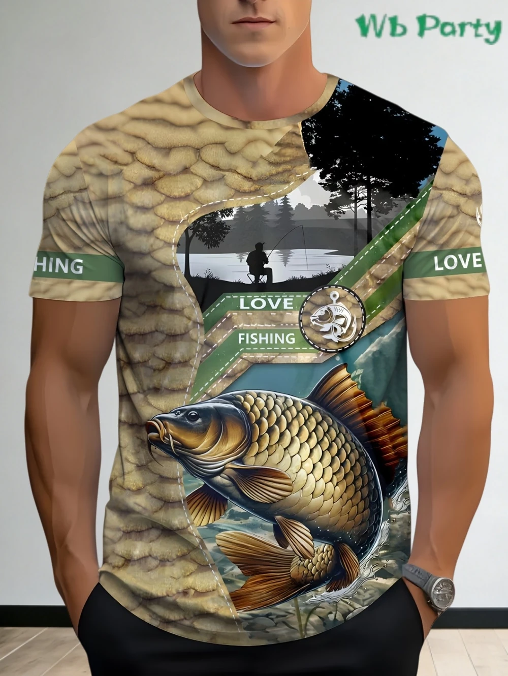 Men's T-Shirts Funny Fishing Lover Casual Short Sleeved Top Summer Fashion Outdoor Fishing Print Oversized Y2k Men Clothing Tee
