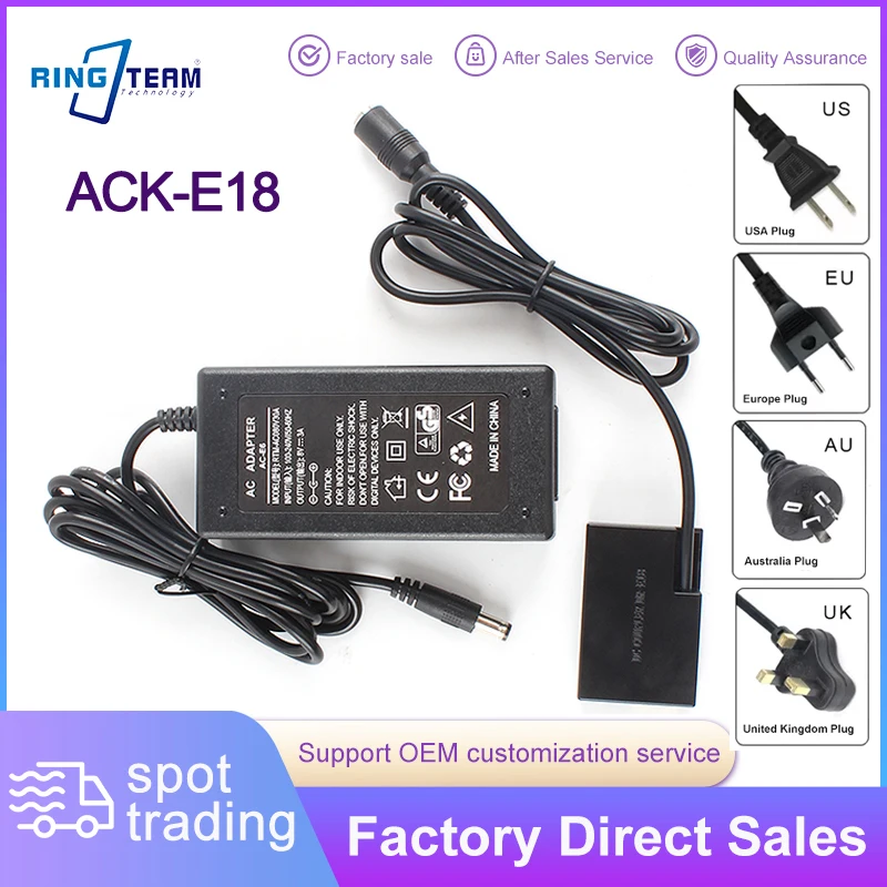 ACK-E18 Power AC Adapter for Canon EOS DSLR R10 RP 77D 200D 750D T6i T7i 760D T6s Kiss X8i 800D 8000D Compatible with LP-E17