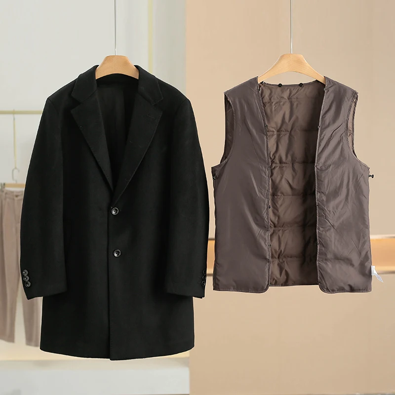 

Новинка: Мужской зимний комплект из пуховика и жилета (2025) – Модный повседневный стиль, теплый, утолщенный, с длинными рукавами, однотонный