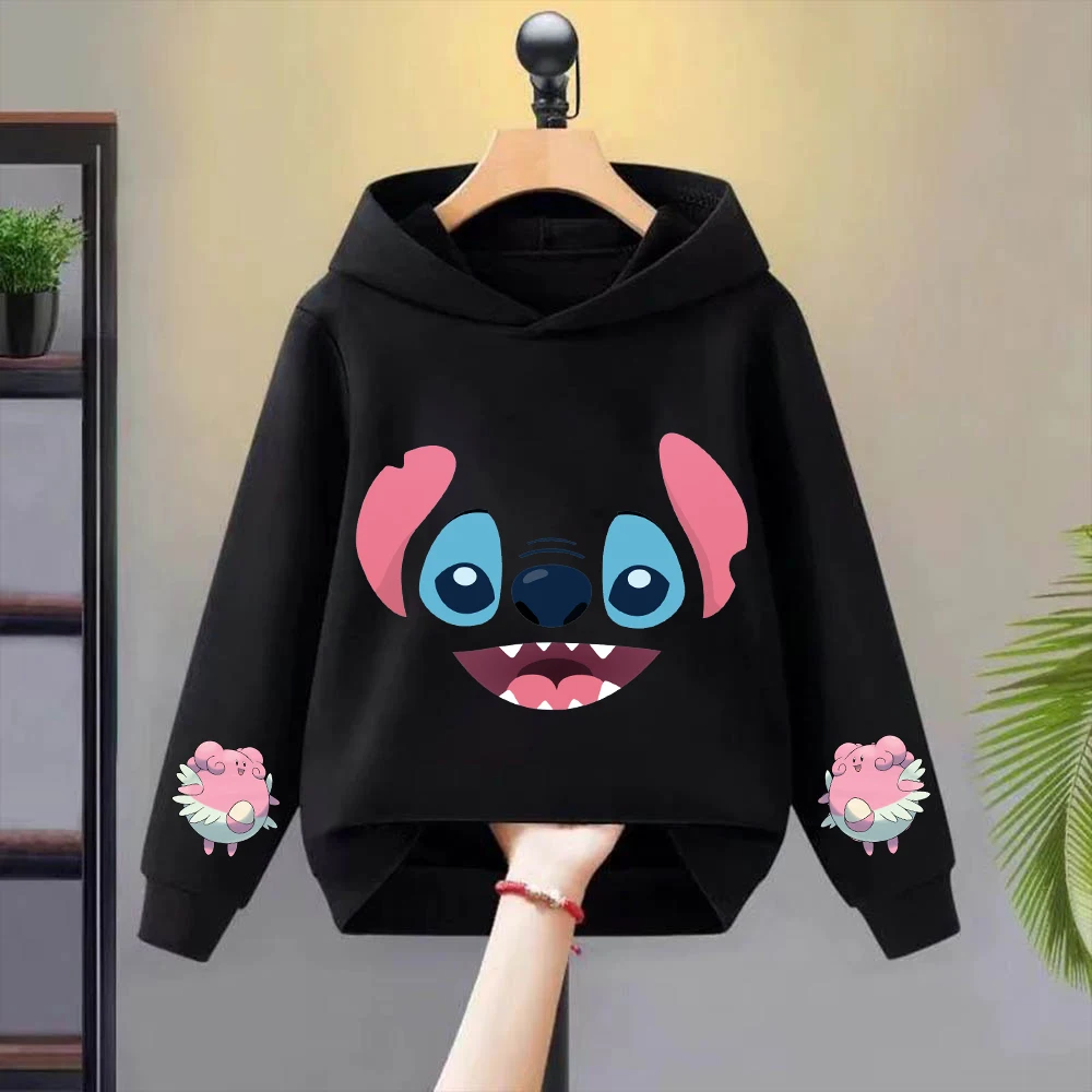 Children's new listed Kawaii Stitch hoodie double sleeve print loose multi-color comfortable hoodie boys and girls clothing tops