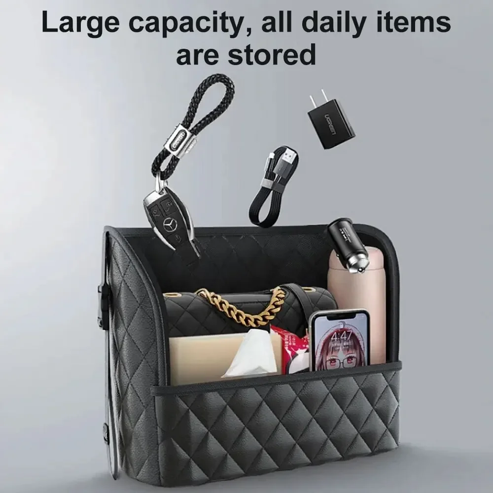 Car Middle Seat Storage Net Large Capacity Leather Bag Seat Back Storage Bag Car Chair Back Supplies Storage Goods Hanging Bag image 5