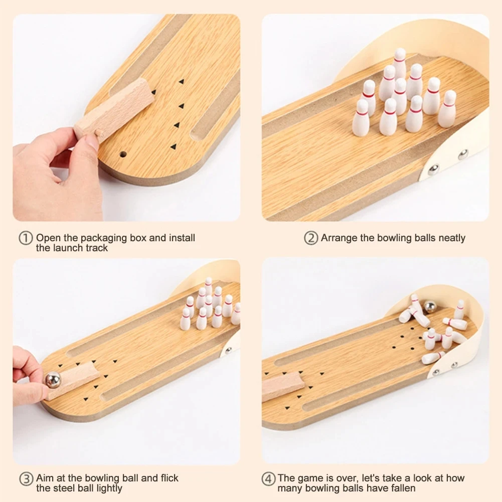 سطح الطاولة لعبة البولينج الصغيرة لوحة خشبية ممر اطلاق النار مكتب عمل الإجهاد الإغاثة ألعاب الأصابع هدايا ممتعة للرجال والنساء والأطفال