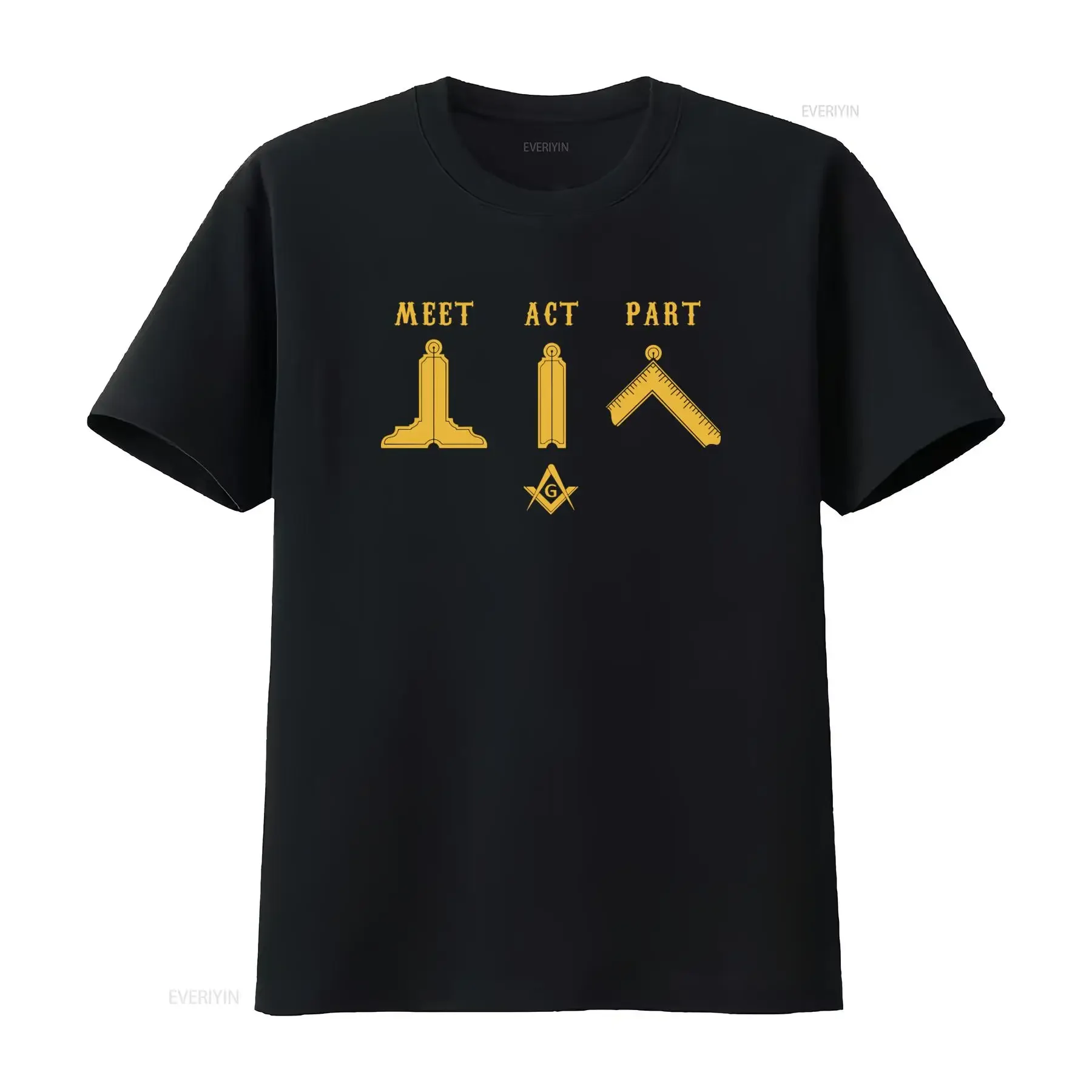 Freemason Meet Act and Part Mason Masonic Father's Day T Shirt for Men vintage Washed Stretched Top For Everyday Wear Stylish