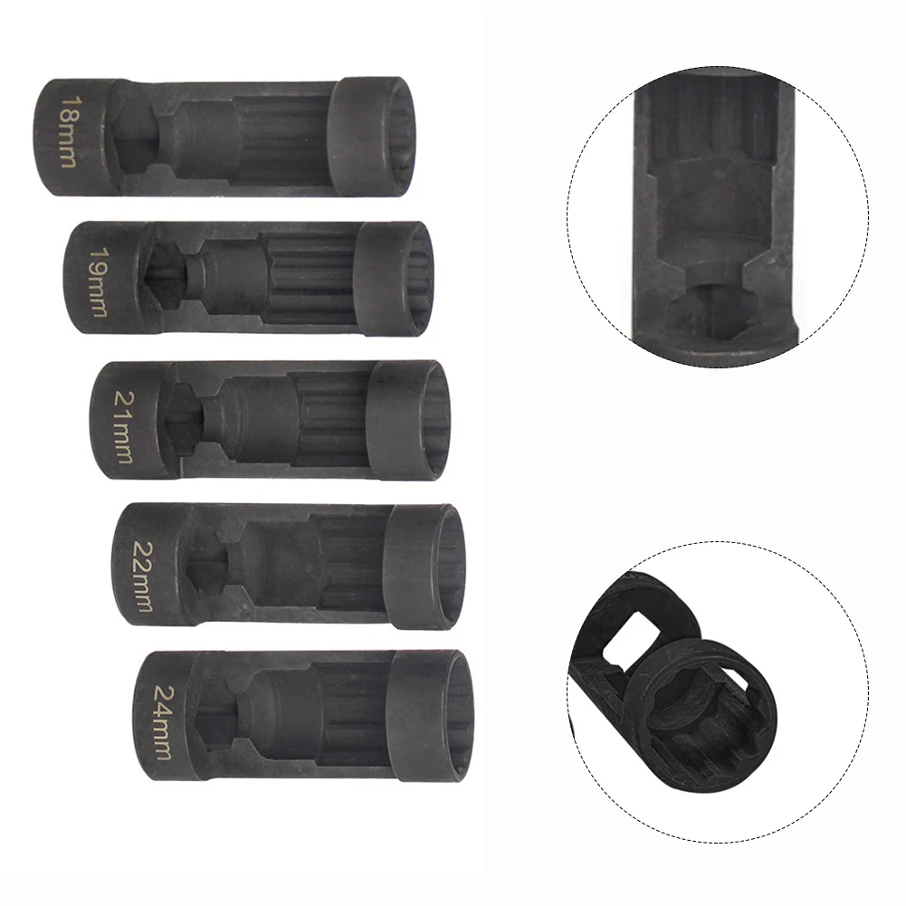 5pcs 12 Point Suspension Strut Nut Socket Set 1/2in Drive Notch Sleeve Chrome Vanadium Steel Adapter For For Car Repair Tools