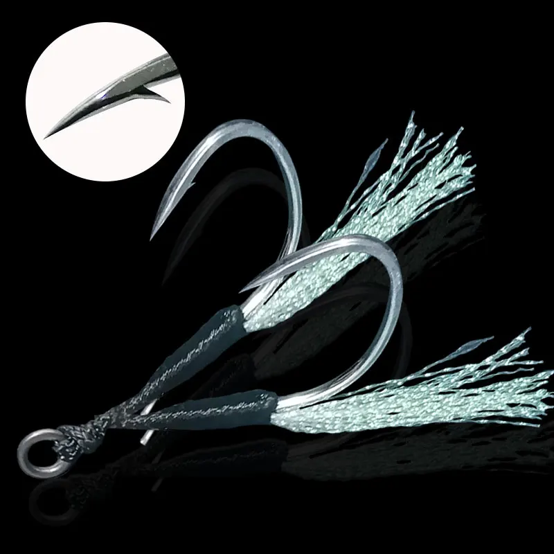 

10pairs Double Barbed Assist Hooks High Carbon Steel Fishing Lure Accessories Jig Lure Hooks pesca Fishing Slow Jigging Hooks