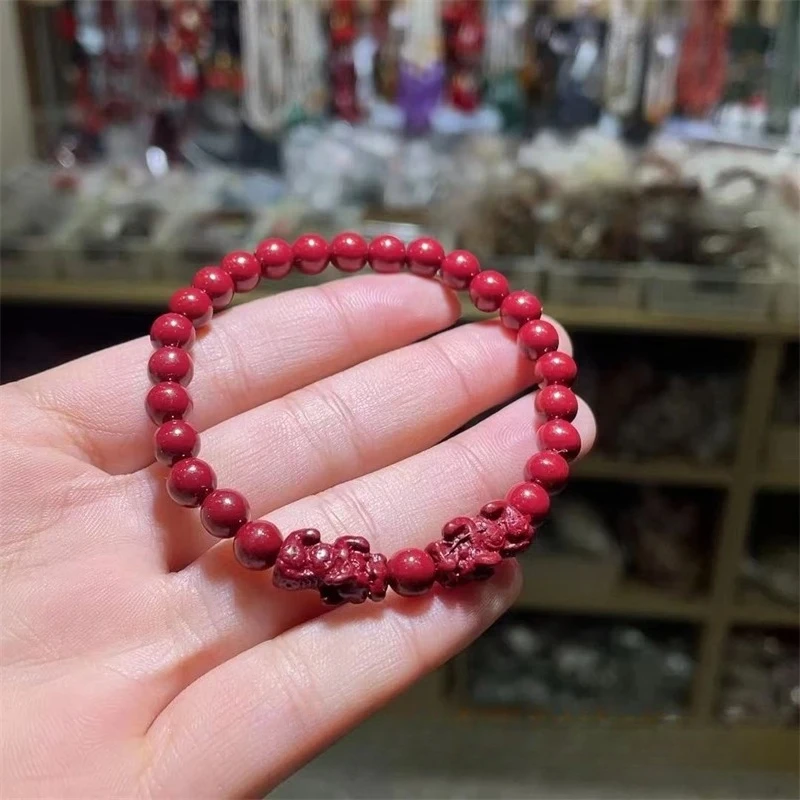 

Natural Raw Cinnabar Twelve Zodiac Hand String Taisui Baocinnabar Men's and Women's High Content Cinnabar Hand String