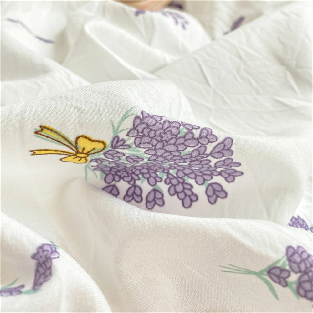 Home Textiles Soft Four-piece Bedding Set Pillowcase Purple Washed Cotton Flower Duvet Cover for Children Women Men Bed Sheet