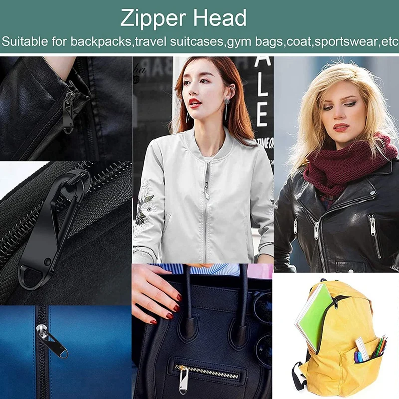 NEW-Metal Replacement Zipper (10 Pieces), Metal Tabs For Zip Repair, For Clothes, Luggage, Suitcase, Backpack, Diy Craft