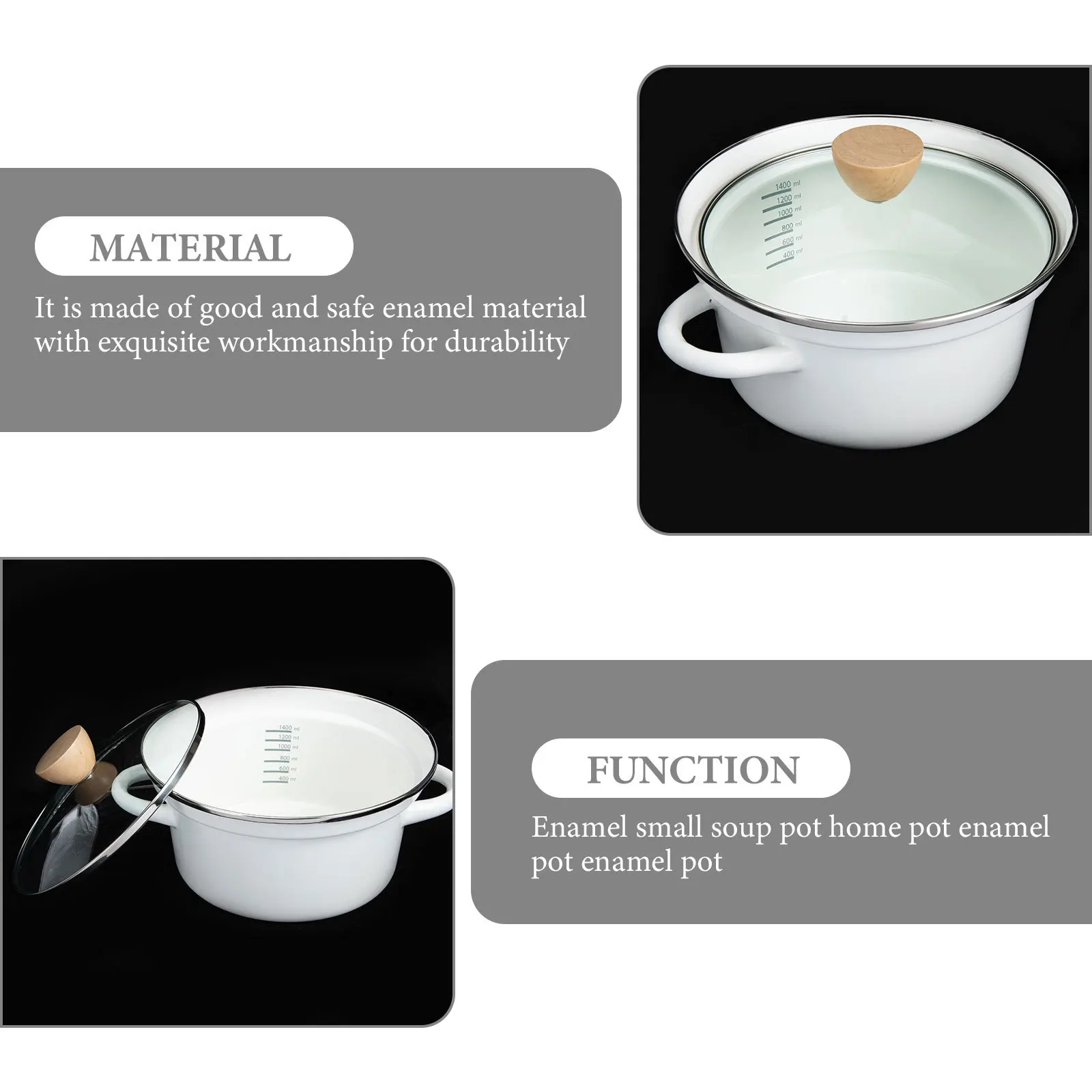 

Japanese Style Enamel Stew Pot 3L Cooking Soup Pot with Lid for Home Kitchen Use Binaural Stockpot Household Stew Pots