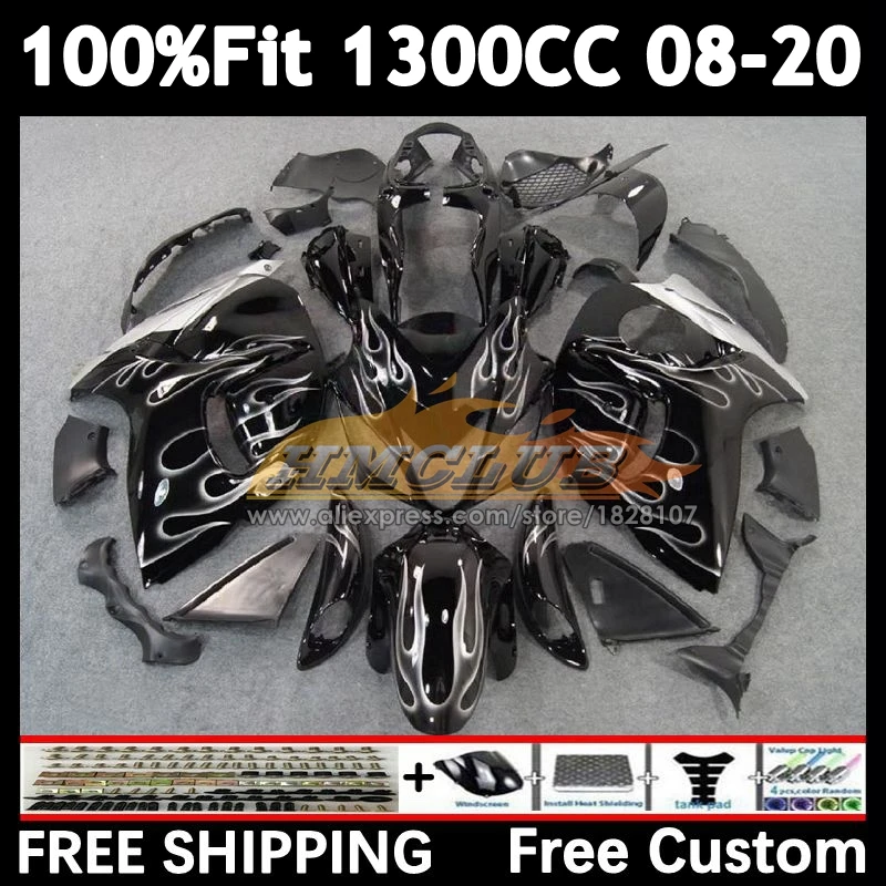 Body For SUZUKI Hayabusa GSXR1300 08 09 10 11 12 13 38No.3 flames silver GSX-R1300 GSXR 1300 14 2015 2016 2017 2018 2019 Fairing