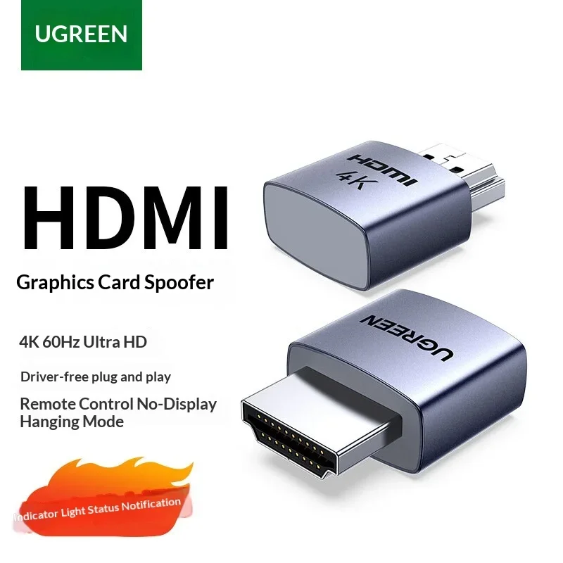UGREEN CM775 55439 HDMI Dummy Plug 4K 60Hz Display Emulator Headless Adapter LED for Windows macOS Linux