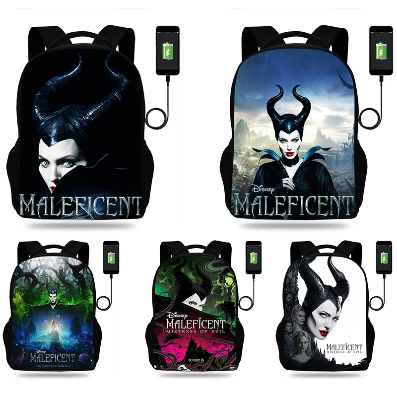 

Maleficent Cartoon Backpack Boy Girl Teenager School Bag USB Charging Daily Travel Large Capacity Backpack Mochila