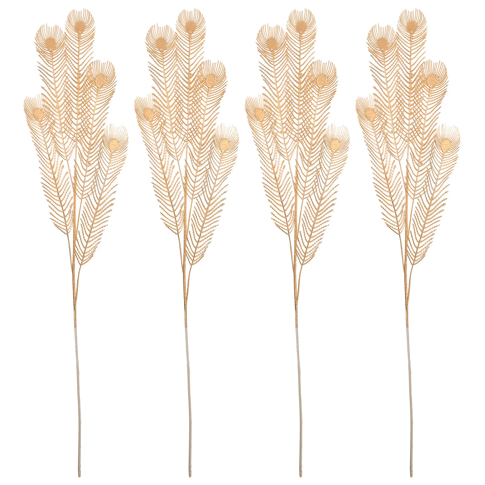 

4Pcs Golden Simulation Leaf Branch Fake Leaves Wedding Decor DIY Floral Arrangement Fake Plant Picks Golden Simulation Leaf