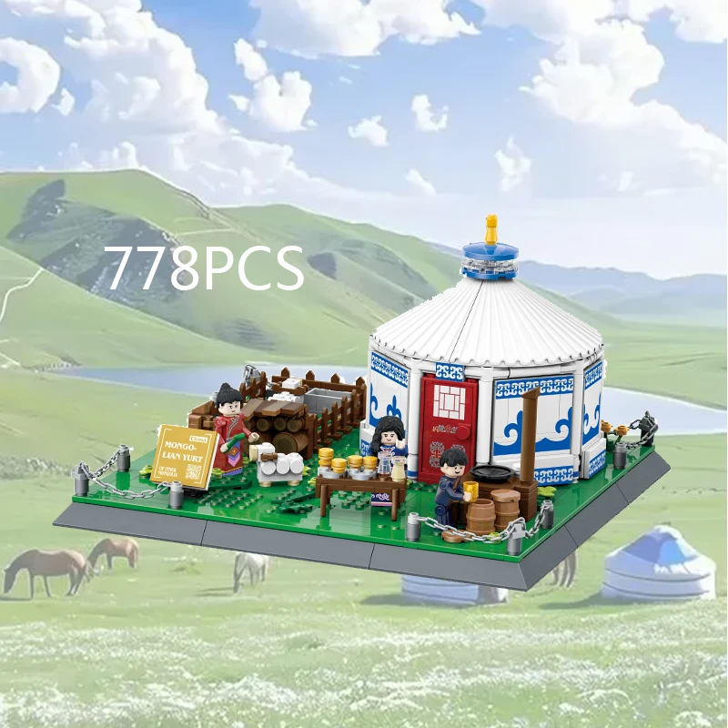 

Creative Mongolian Yurts Building Block China Mongolia Cultural Architecture Construction Model Sets Bricks Figures Toy For Gift