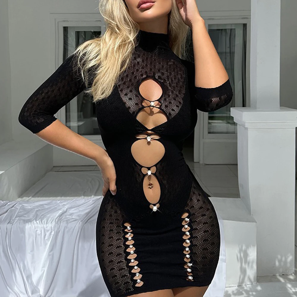 2024 Erotic Lingeries Womens Fancy Sex Babydoll Nightgowns Bodycon Nightdress Ladies Hollow Out Pajamas Robe Mini Dress Costume