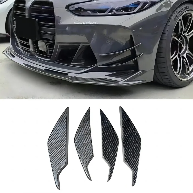 

Real Carbon Fiber Front Bumper Canards Splitter For BMW G80 M3 G82 G83 M4 2021+ Spoiler Bodykit Side Fin Flaps Decoration FRP