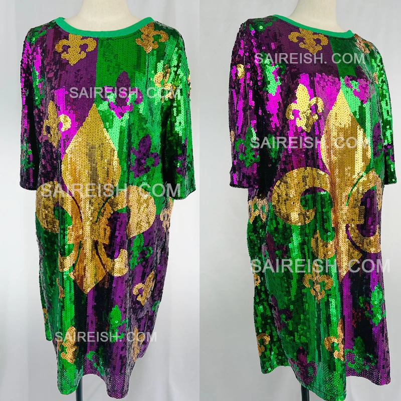 

Women Mardi Gras Dress Jersey Ladies Holiday Fat Tuesday Queen of Mardi 2024 Outfits Costumes For Women