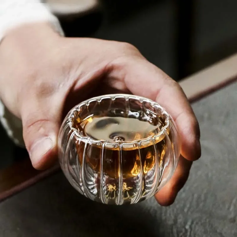 Gestreifte Glastasse, transparente Becher, Wein, Wasser, Milchbecher, niedlich, für Büro, Zuhause, Frühstück, Kaffeetassen, Kürbismuster, Trinkgeschirr