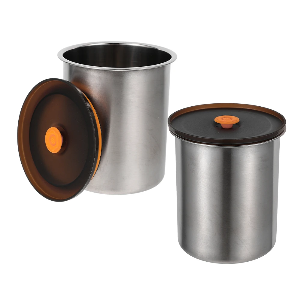 

2 Pcs Bins Canisters 304 Stainless Airtight 1200ml Home Food Storage Container Office Beans Storage Container Sugar