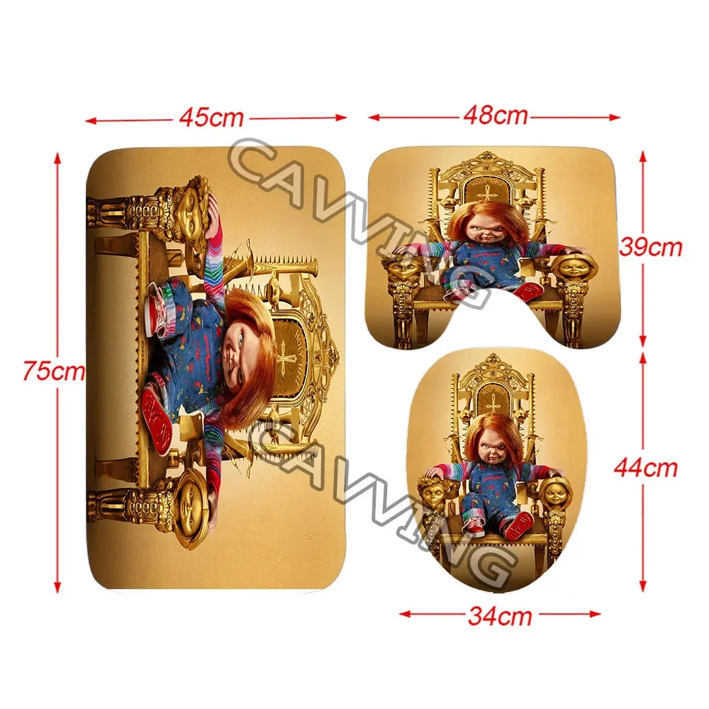 Funny Chucky  3D Print  Shower Curtain Waterproof Bathroom Curtain Anti-slip Bath Mat Set Toilet Rugs Mats Home Decor    H02