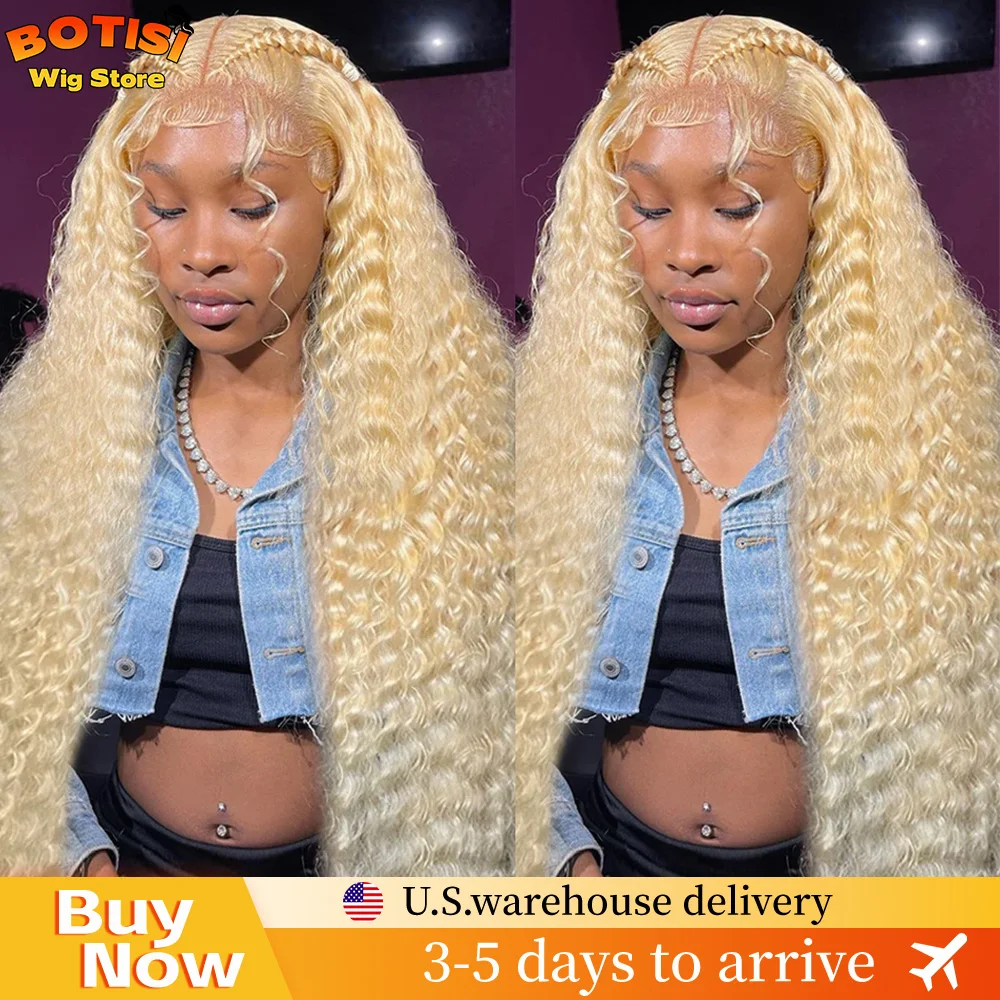 

Botisi Blonde 613 Парики фронта шнурка 13x6 Hd Парик шнурка Вьющиеся парики 13x4 Кружевные фронтальные парики с глубокими волнами Медовый блондин Парик человеческих волос