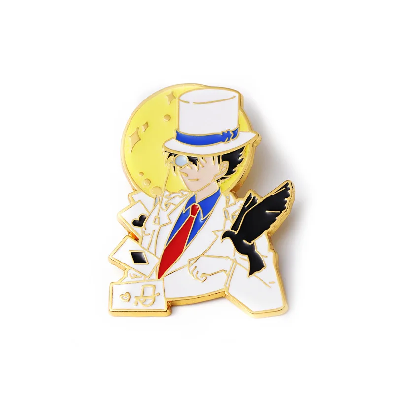 Magic Kaito Kid the Phantom Thief Cosplay Cartoon Metal Badge Pin Alloy Brooch Prop Gift