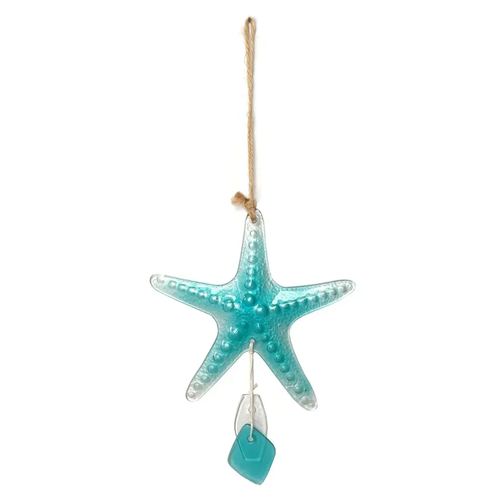 Glass Shell Pendant Bells Starfish Ornaments Beach Wind Chimes Ocean Blue Gift For Kids Home Decoration