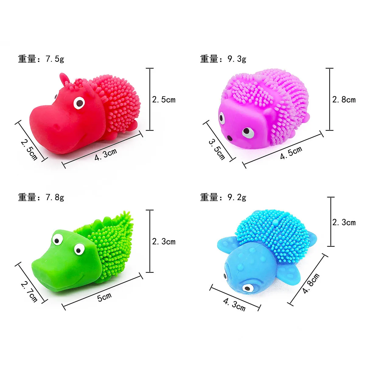5 uds 3D tridimensional alivio del estrés juguetes de animales peludos apretar pellizco ventilación Squishy Fidget divertido estiramiento Animal juguetes pequeños