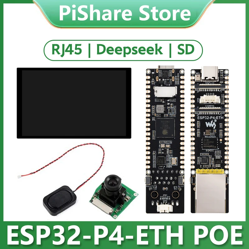 ESP32-P4-ETH Development Board RJ45 POE DSI/MIPI 10.1 inch LCD Display Touchscreen/CSI Camera/Audio Speaker AI Deepseek