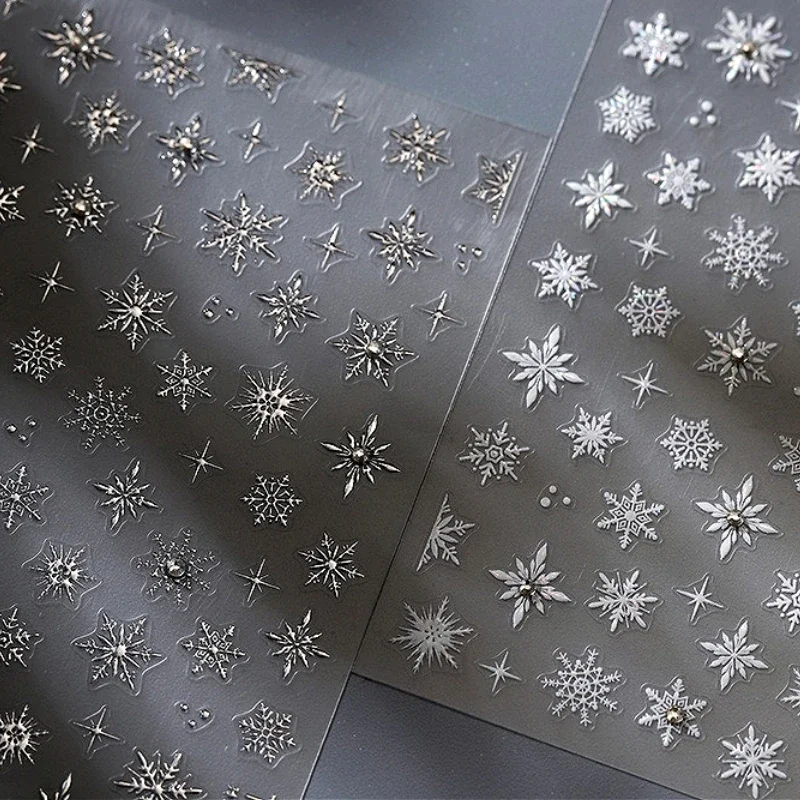 

White Snowflakes Rhinestones Christmas Tree Snowman Gingerbread Santa Claus Stars Feather Crystal Ball Nail Art Stickers Decals