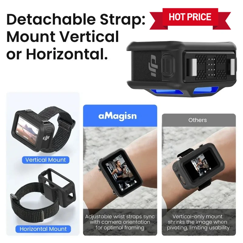 AMagisn for DJI Osmo Nano Silicone Protective Case, Multi-Functional Expansion Strap for Vlog Action Camera
