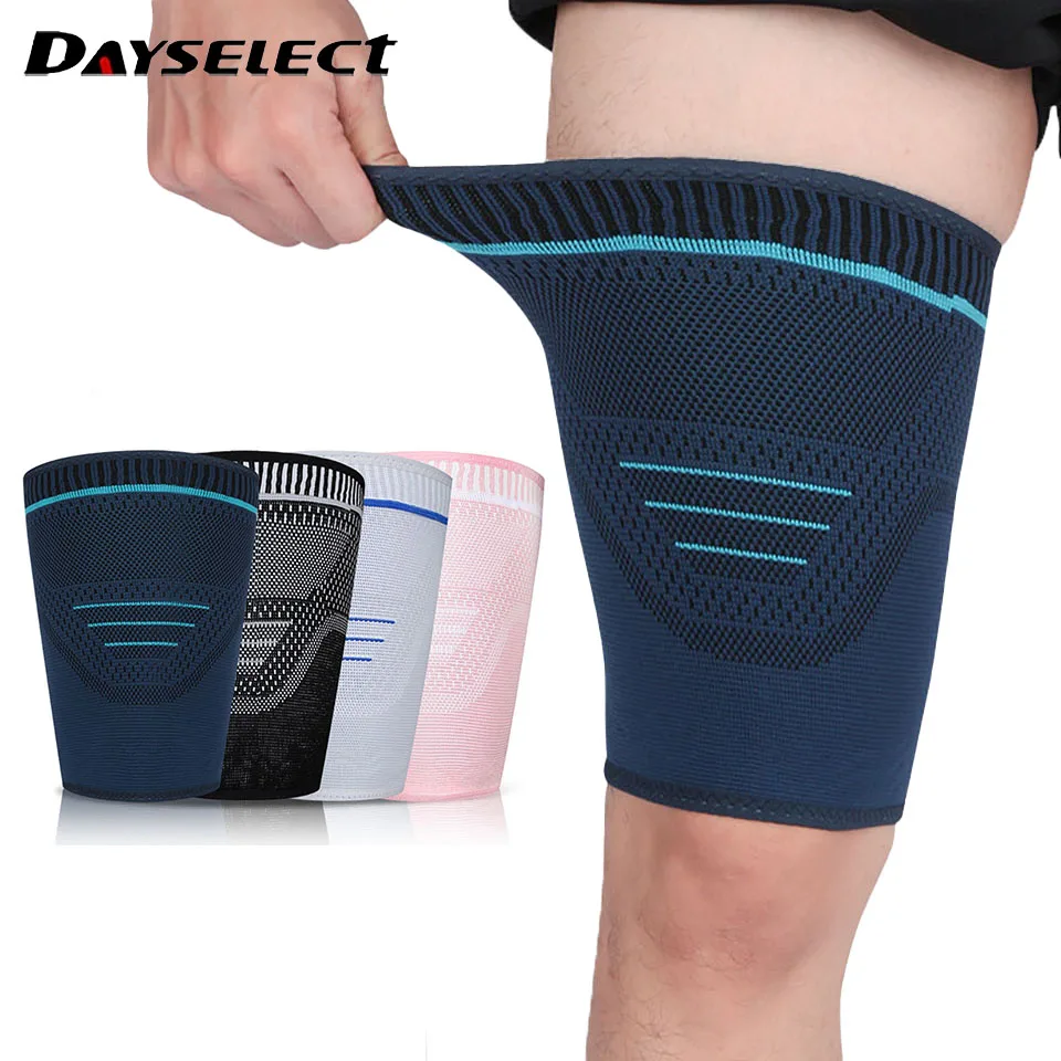 1Pcs Sports Thigh Protectors Knitted Prevent Muscle Strain Compression Thigh Pads Outdoor Running Basketball Leg Wraps Men Women