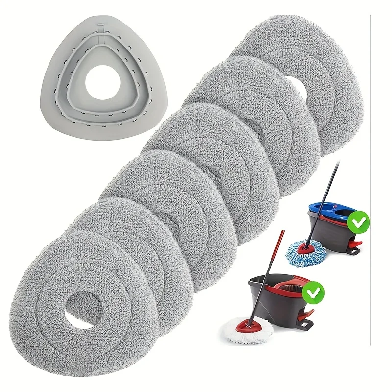 

6 spin mop replacement heads + 1 plastic sleeve, compatible with O-Cedar EasyWrest 1 Tank and O-Cedar Rinseclean 2 Tank mop head
