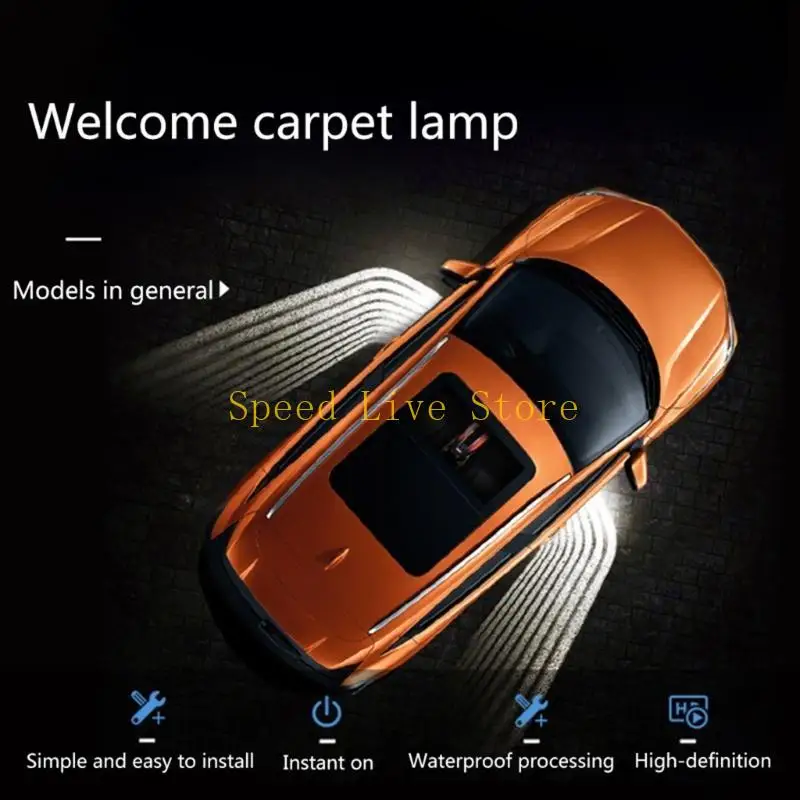 547C 2pcs Car Angel Wings Welcome Light Bulb Lamp Door Warning LED Sleep Vehicle for DC 12-24V Projection L