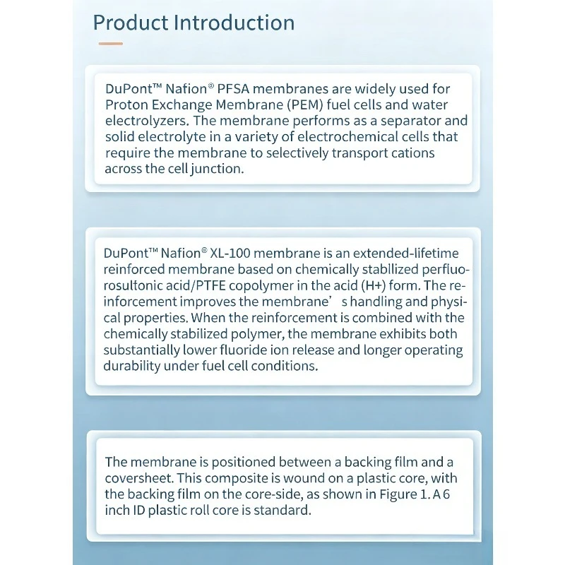 XL‑100 Proton Exchange Membrane 20μm Perfluorosulfonic Acid PEM For Fuel Cell Water Electrolysis