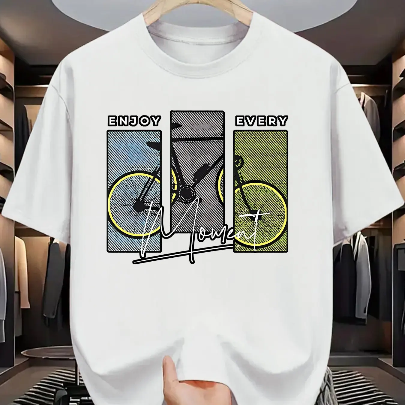 

Men's Graphic T-Shirt - Black Bicycle Print 100% Cotton