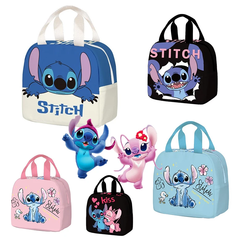 

Disney Stitch Lunch Bag Primary School Lunch Box Bag Cartoon Bento Bags Thermal Insulation Anime Storage Box Waterproof Handbag