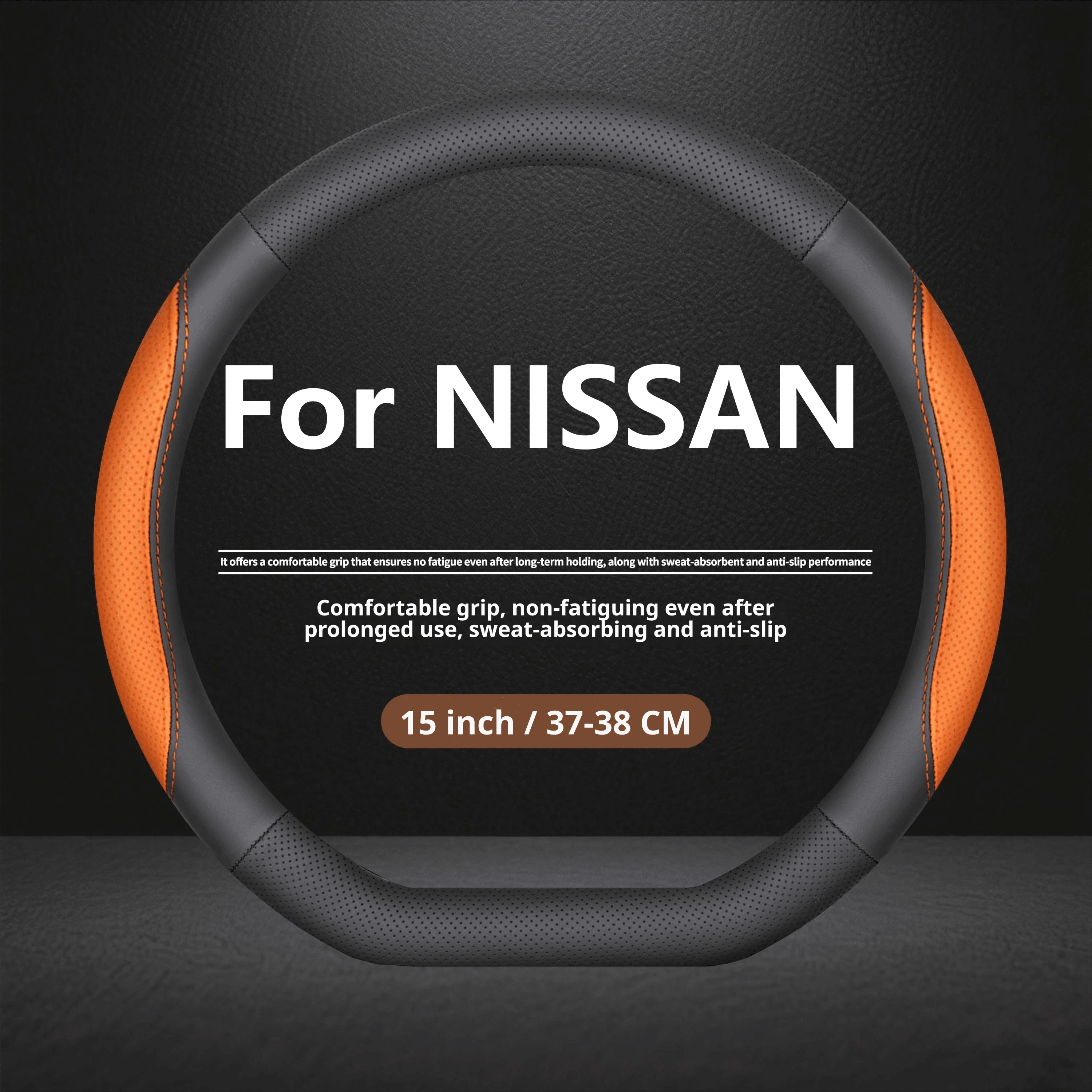 For Nissan Car Steering Wheel Cover Nappa Leather Breathable Fits Qashqai XTrail Rogue Sentra Kicks Altima Navara Patrol Ariya