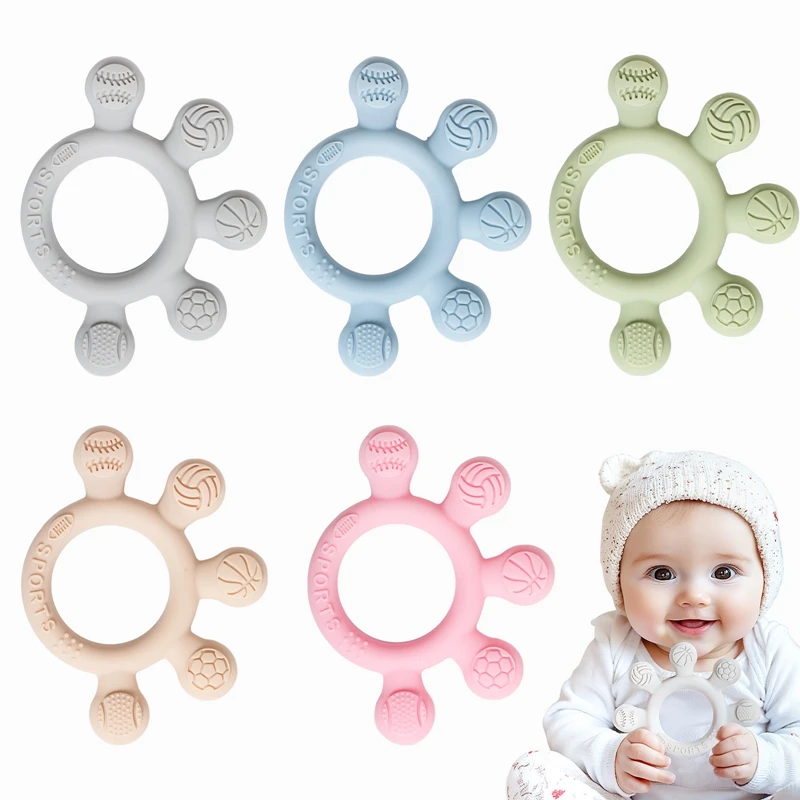 TeWindsor-Anneau de Dentition en Silicone sans BPA pour Bébé de 0 à 12 Ans, Jouet Sensoriel et Apaisant pour Nouveau-né, Accessoire de Qualité Alimentaire, 1 Pièce