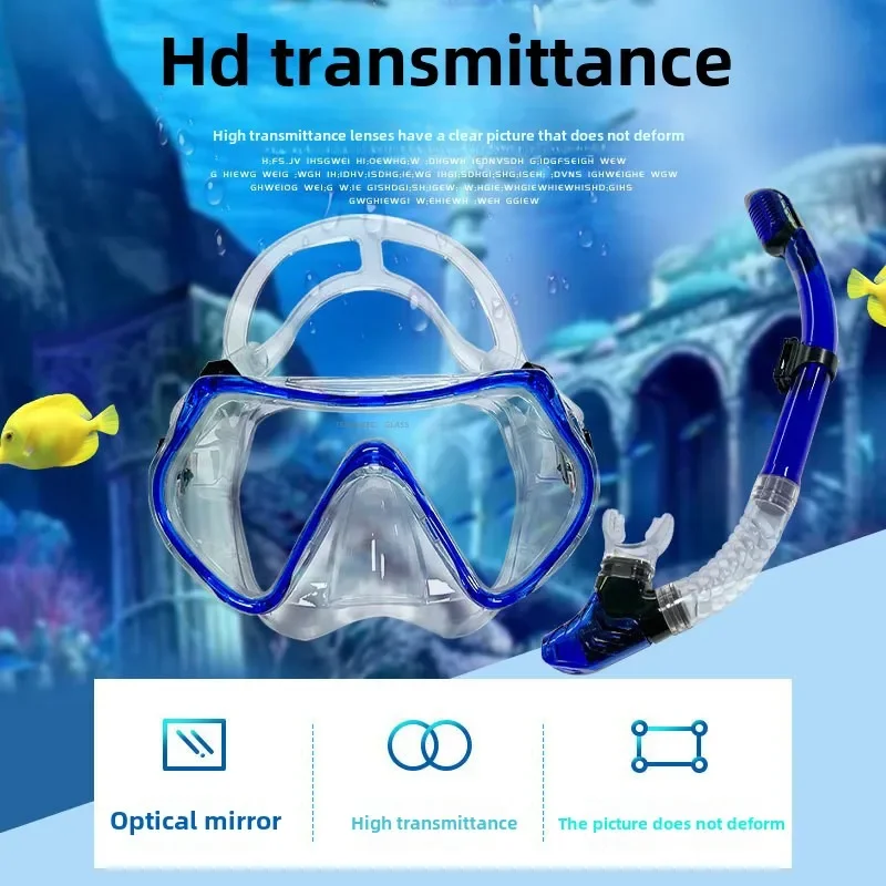 

Snorkeling set Large frame snorkel set High definition snorkeling mask Diving mask supplies Waterproof and anti-fog