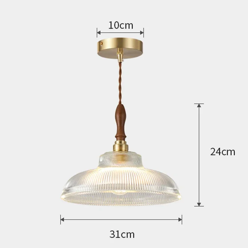 Pingente de vidro para sala de jantar, Kitchen Island Chandelier, Modern Chandelier, Cobre e madeira Arte, Suspensão Pendurado Lâmpada, E27 Fixture Lustre