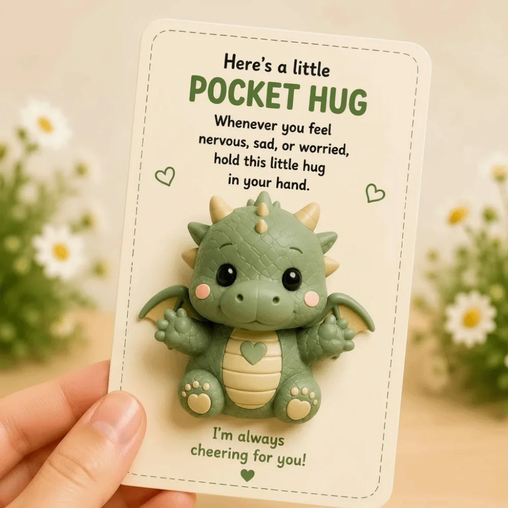 Cute Plastic Animal Ornaments Pocket-Sized Inspirational Card Pocket Hug Gifts Resin Mini Animal Figurine For Pet Lovers